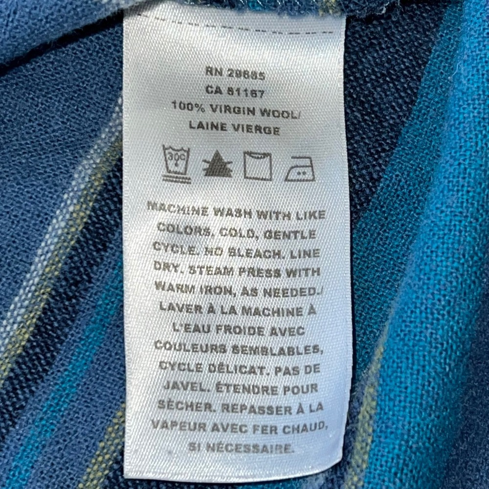 Pendleton Women's 100% Wool Boyfriend Zip‎ Up Hoodie Blue Stripes Size Medium - Picture 6 of 7